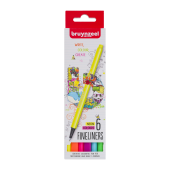 Набор капиллярных ручек Bruynzeel Teen Neon (линер 0,4 мм), 6 цветов, в картонной упаковке