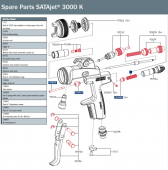 SATA 92619 Винт регулятора подачи материала для jet 3000 K, Jet K3