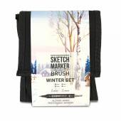 Набор маркеров Sketchmarker Brush Winter (12 шт. + сумка-органайзер)
