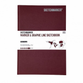 Sketchmarker Скетчбук Marker&Graphic Line, 180 г/м2, 44 листа, 17,6*25 см, твердая обложка, винный