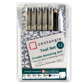 Набор Sakura Zentangle из 12 предм.: линеры Pigma Micron, Pigma Graphic, растушевка, карандаш, бумага 5 листов