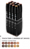 Набор маркеров Touch Twin 12 шт, древесные тона