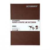 Sketchmarker Скетчбук Marker&Graphic Line, 180 г/м2, 44 листа, 17,6*25 см, твердая обложка, темно-коричневый