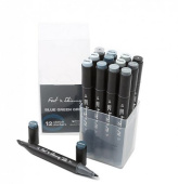 Набор спиртовых двухсторонних Sketch маркеров Fat&Skinny BLUE GREEN GREY, 12 шт.