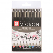 Набор капиллярных ручек Sakura Pigma Micron 9 цветов (0.45 мм) в пластиковой упаковке