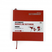Sketchmarker Скетчбук Marker Line 16,3х16,3 см, 48 л, 160 г, твердая обложка, светло-красный