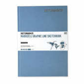 Sketchmarker Скетчбук Marker&Graphic Line, 180 г/м2, 44 листа, 17,6*25 см, твердая обложка, голубой