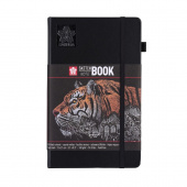 Sakura Скетчбук 140 г/м2, 13 x 21 см, 80 листов, черная бумага, твердая обложка, черный