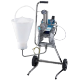 Насос диафрагменный Iwata DPS-12036CN.TE 1:1, на ножках с двумя колесами + емкость для ЛКМ, нержавеющая сталь