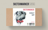 Набор маркеров Sketchmarker Gray лимитированный (12 шт. + линер + альбом)