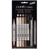 Набор маркеров Copic Ciao Warm Grey Tones (5 шт. + мультилинер 0,3 мм, в блистере)