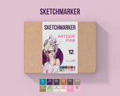 Набор маркеров Sketchmarker Antique Pink (12 шт. + альбом-склейка A4)