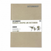 Sketchmarker Скетчбук Marker&Graphic Line, 180 г/м2, 44 листа, 17,6*25 см, твердая обложка, песочный
