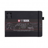 Sakura Скетчбук 140 г/м2, 15 x 21 см, 80 листов, черная бумага, твердая обложка, черный пейзаж