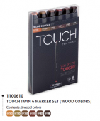 Набор маркеров Touch Twin 6 шт., древесные тона