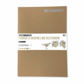 Sketchmarker Скетчбук Marker&Graphic Line, 180 г/м2, 16 листов, 17,6*25 см, мягкая обложка, коричневый