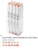 Набор маркеров Touch Twin Brush 12 шт., телесные тона