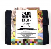 Набор маркеров Sketchmarker Brush Life (36 маркеров + сумка-органайзер)