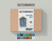 Набор маркеров Sketchmarker Gothic (12 шт. + альбом-склейка A4)