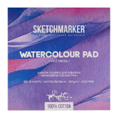 Sketchmarker Бумага для акварели 300 г/м. кв, 26*26 см, 10 л, хлопок мелкое зерно, склейка по 4 сторонам