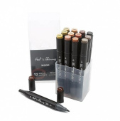 Набор спиртовых двусторонних Sketch маркеров Fat&Skinny WOOD, 12 шт.