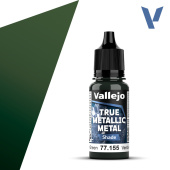 77155 Краска Vallejo True Metallic Metal - Amber Green Shade (янтарный зеленый), 18 мл