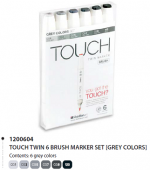 Набор маркеров Touch Twin Brush 6 шт., цветов серые тона