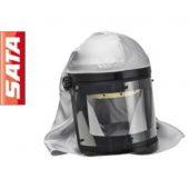 SATA 54825 Защитная маска с твёрдым стеклом повышенного класса защиты и серым капюшоном, индустриальная версия