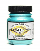 Нерастекающаяся металлическая краска по тканям Jacquard Lumiere жемчужно-бирюзовая 67 мл