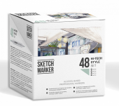 Набор маркеров Sketchmarker Hi Tex Style (48 шт. 'Хай тек' + пластиковый кейс)