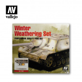 72220 Vallejo Набор красок Winter Weathering (7 цветов + смывка + 2 кисти + эффект диорамы)