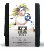 Набор маркеров Sketchmarker Step 1, набор для начинающих (12 шт. + сумка органайзер)