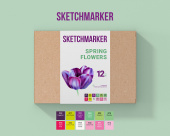 Набор маркеров Sketchmarker Spring Flowers (12 шт. + альбом-склейка А4)