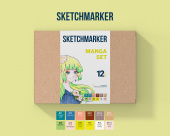 Набор маркеров Sketchmarker Manga (12 шт. + альбом-склейка A4)