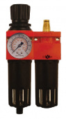 VEPA F454/1 Модуль подготовки воздуха: фильтр-регулятор с манометром-лубрикатор, AL, 18 бар, 1/4"