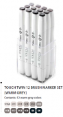 Набор маркеров Touch Twin Brush 12 шт., теплые серые тона