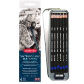 Derwent Набор чернографитных водорастворимых карандашей Sketching 6 шт., с точилкой, в металлическом пенале