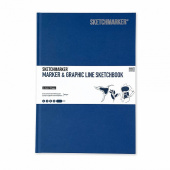 Sketchmarker Скетчбук Marker&Graphic Line, 180 г/м2, 44 листа, 17,6*25 см, твердая обложка, синий