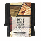 Набор маркеров Sketchmarker Brush Wood (12 шт. + сумка-органайзер)