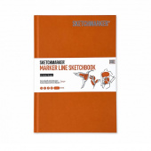Sketchmarker Скетчбук Marker Line, 160 г/м2, 44 листа, 14,8*21 см, твердая обложка, оранжевый