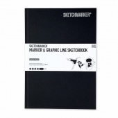 Sketchmarker Скетчбук Marker&Graphic Line, 180 г/м2, 44 листа, 17,6*25 см, твердая обложка, черный