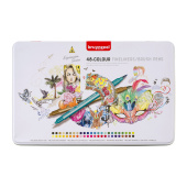 Набор двухсторонних капиллярных ручек Bruynzeel Creatives (линер 0.4 мм + кисть), 48 цветов в металлической упаковке