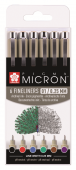 Набор капиллярных ручек Sakura Pigma Micron 01 (0.25 мм) 6 шт. в блистере (цвета ассорти)