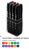 Набор маркеров Touch Twin 12 шт., основные цвета