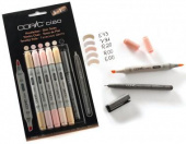 Набор маркеров Copic Ciao Skin Tones (5 шт. + мультилинер 0,3 мм, в блистере)