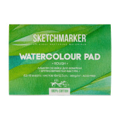Sketchmarker Бумага для акварели 300 г/м. кв, 12,5*18 см, 10 л, хлопок крупное зерно, склейка по 4 сторонам