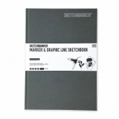 Sketchmarker Скетчбук Marker&Graphic Line, 180 г/м2, 44 листа, 17,6*25 см, твердая обложка, угольный
