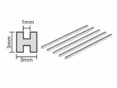 Tamiya 70206 Прозрачный пластиковый профиль Н-образной формы 3 мм, длина 40 см, (5 шт.)