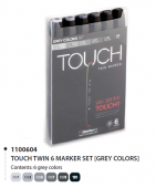 Набор маркеров Touch Twin 6 шт., серые тона