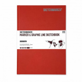 Sketchmarker Скетчбук Marker&Graphic Line, 180 г/м2, 44 листа, 17,6*25 см, твердая обложка, бледно-красный